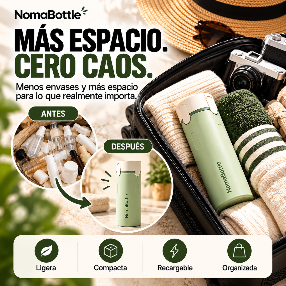 NomaBottle | Dispensador de Viaje 4 en 1